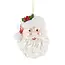 White/Red Santa Head Ornament With Holly