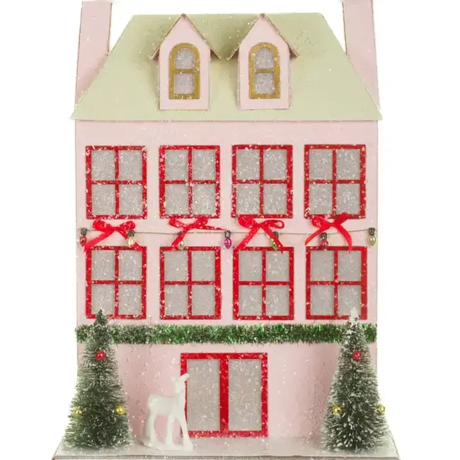 Pastel Pink Illuminated Apartment Display with Garland