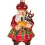 Red Glittery Scottish Santa Ornament With Bagpipes
