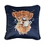 WRENDALE "DAISY COO' Highland Cow Embroidered Pillow