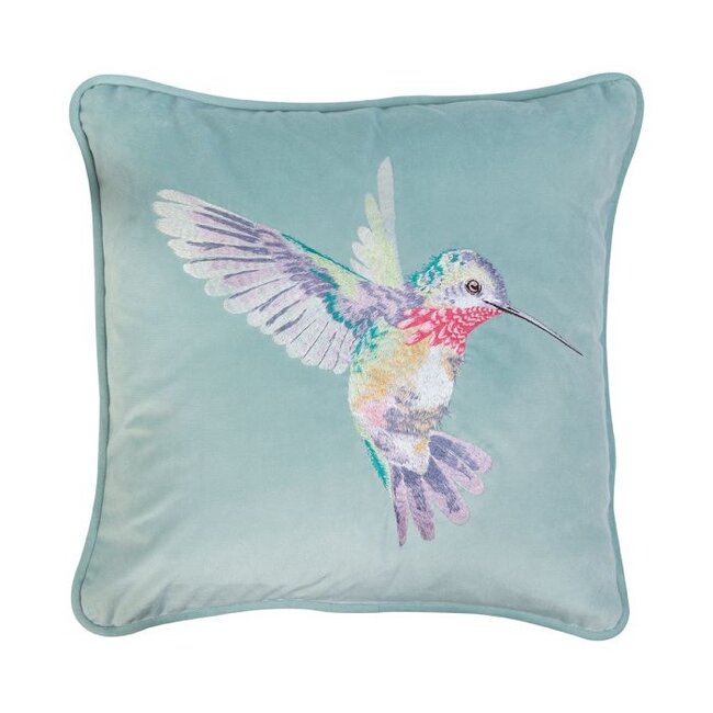 WRENDALE 'WISTERIA WISHES' Hummingbird Embroidered Pillow