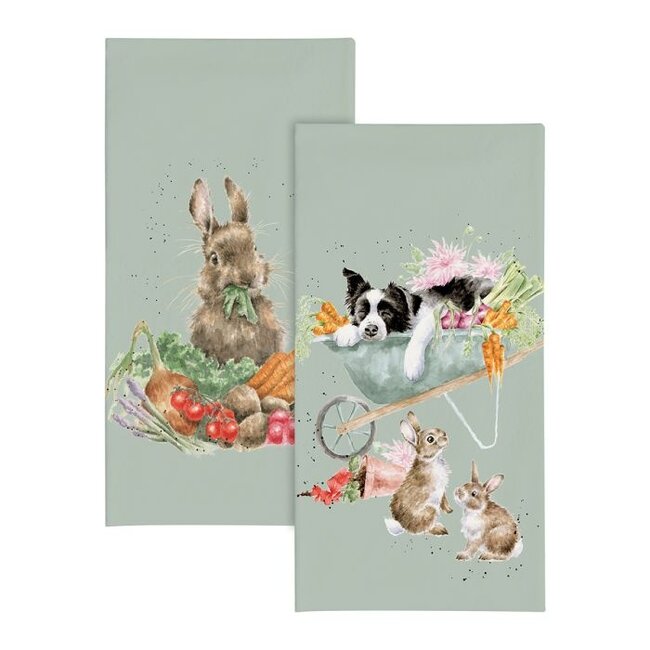 WRENDALE 'SLEEPING ON THE JOB' Border Collie and Rabbit Pocket Tissues