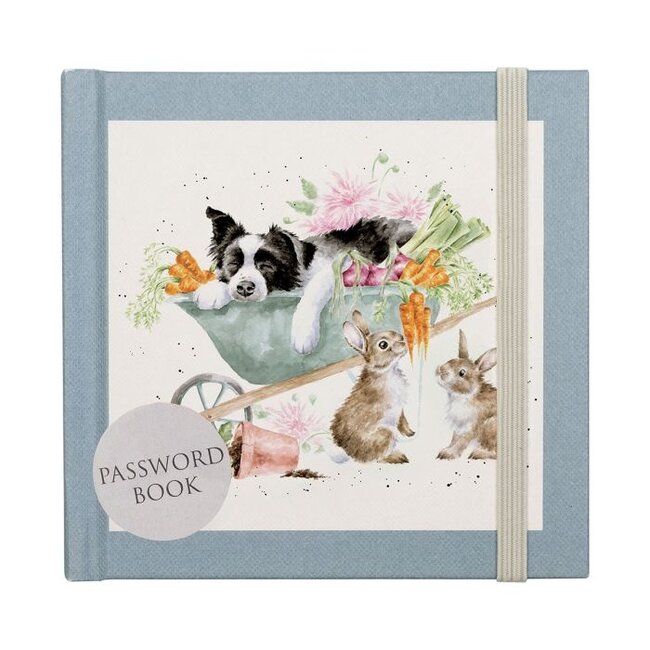 WRENDALE 'SLEEPING ON THE JOB' Border Colie and Rabbit Password Book
