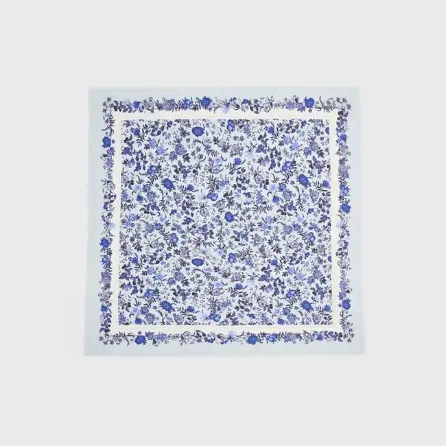 Fable England Ditsy Blue Folk Square Scarf