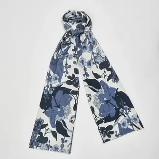 Fable England Deco Blooms Blue Tonal Velvet Scarf