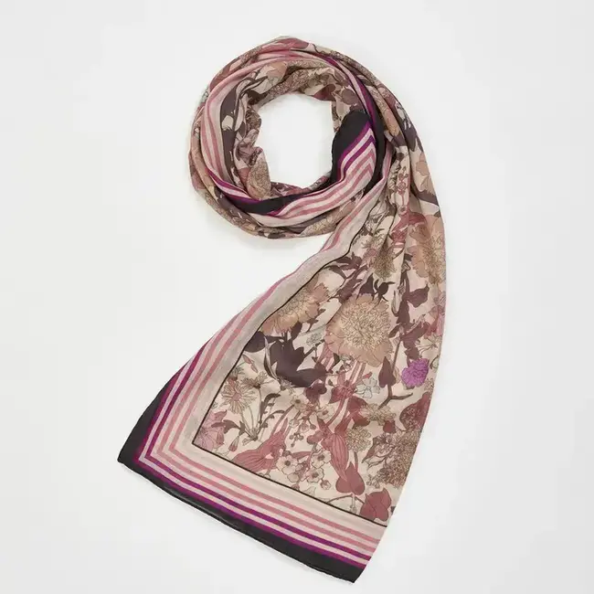 Fable England Deco Blooms Candy Stripe Border Midweight Scarf