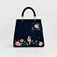 Fable England Rosy Posy Embroidered Blue Mini Top Handle Tote