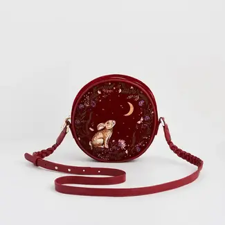 Fable England Star Gazing Rabbit Red Embroidered Circle Bag