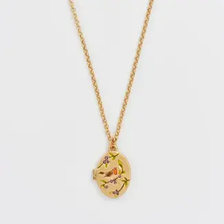 Fable England Gold Robin & Blackberry Locket Necklace