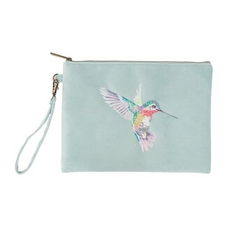 WRENDALE 'WISTERIA WISHES' Hummingbird Embroidered Pouch