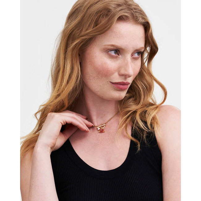 Fable England Gold English Rose Pearl Toggle Necklace