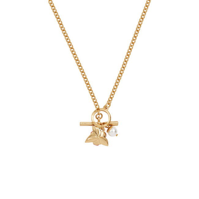 Fable England Gold English Rose Pearl Toggle Necklace
