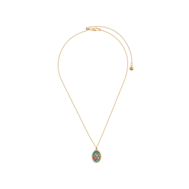 Fable England Gold Roses Vintage Framed Necklace