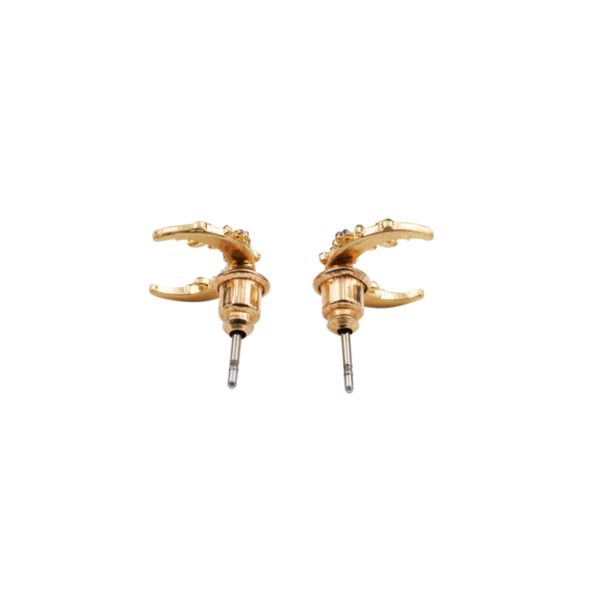Fable England Gold Nightshade Moon Stud Earrings