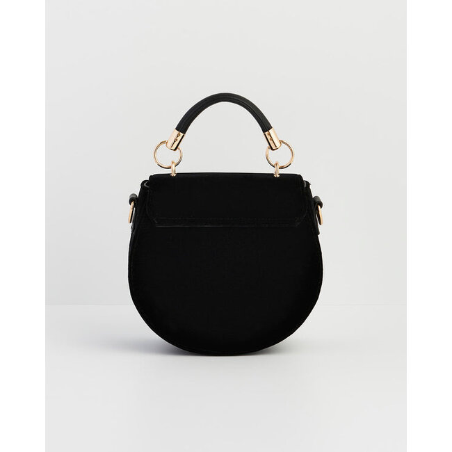 Fable England Fox and Owl Embroidered Black Top Handle Saddle Bag