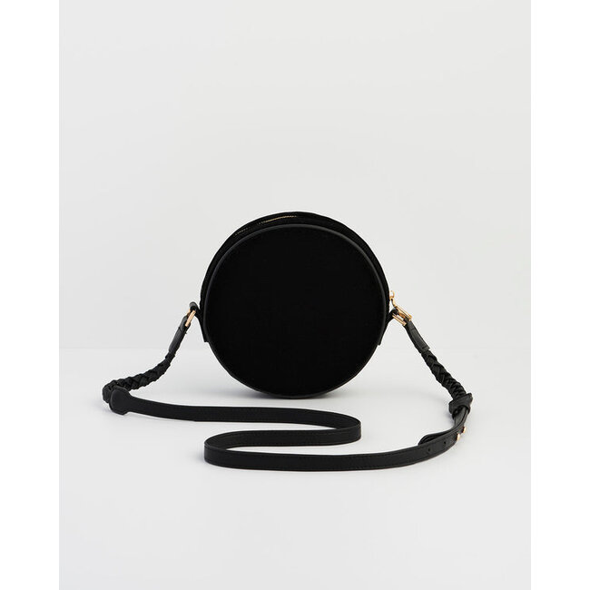 Fable England Aurora Fawn Embroidered Black Circle Bag