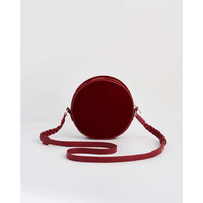 Fable England Star Gazing Rabbit Red Embroidered Circle Bag