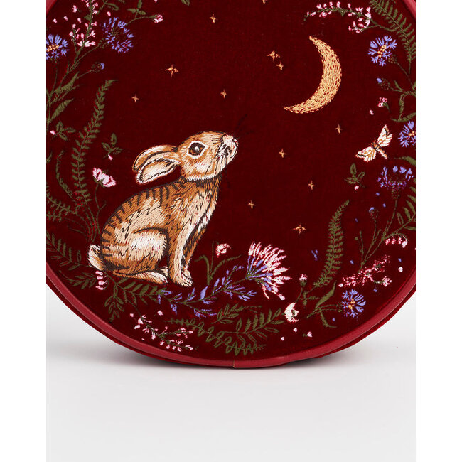 Fable England Star Gazing Rabbit Red Embroidered Circle Bag