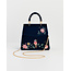 Fable England Rosy Posy Embroidered Blue Mini Top Handle Tote