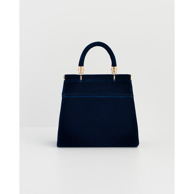 Fable England Rosy Posy Embroidered Blue Mini Top Handle Tote