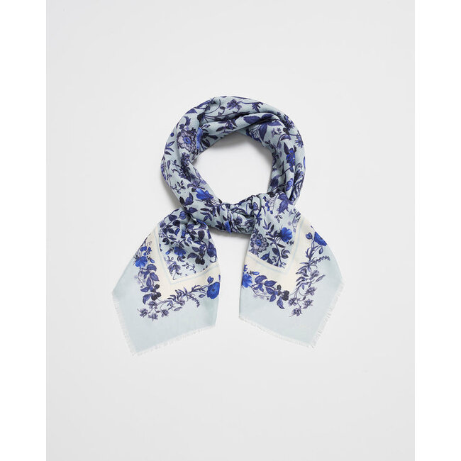 Fable England Ditsy Blue Folk Square Scarf