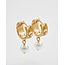 Fable England Blackberry Bramble Pearl Drop Gold Huggie Earrings