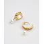 Fable England Blackberry Bramble Pearl Drop Gold Huggie Earrings
