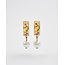 Fable England Blackberry Bramble Pearl Drop Gold Huggie Earrings