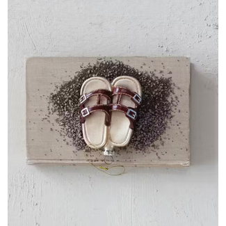 Glass Sandals Ornament with Glitter