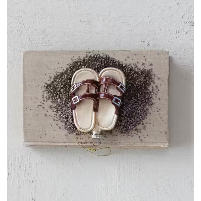 Glass Sandals Ornament with Glitter
