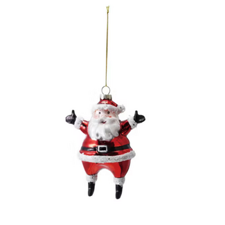 Glass Santa Ornament with Glitter, Red & White