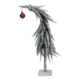 Faux Evergreen Tree with Red Ball Ornament - 17 3/4"