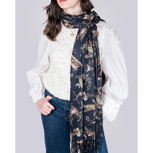 Fable England Wonderland Toile Fringe Scarf