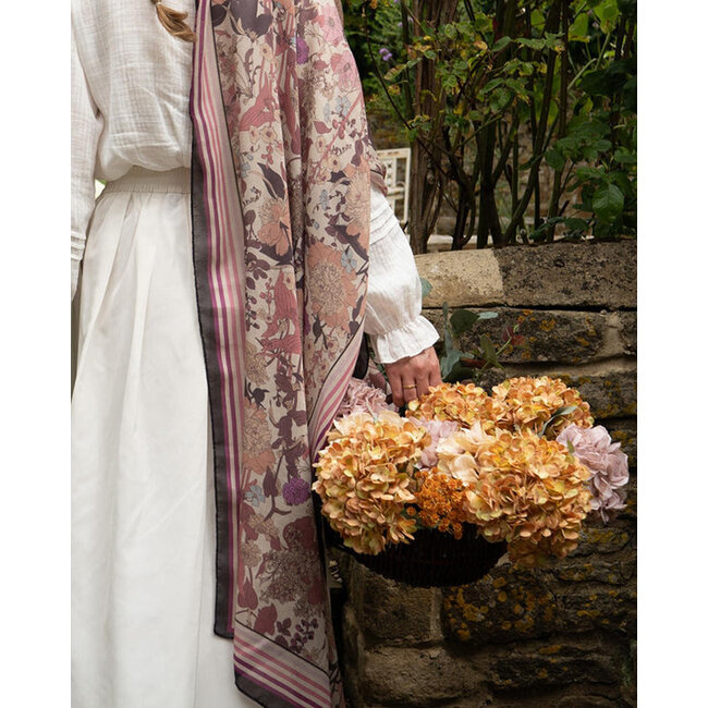 Fable England Deco Blooms Candy Stripe Border Midweight Scarf