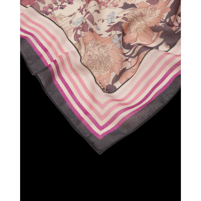 Fable England Deco Blooms Candy Stripe Border Midweight Scarf