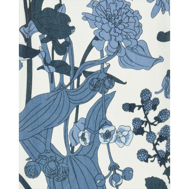 Fable England Deco Blooms Blue Tonal Velvet Scarf