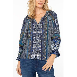 Liverpool Los Angeles 3/4 Sleeve Button Front Woven Blouse