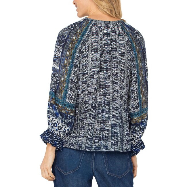 Liverpool Los Angeles 3/4 Sleeve Button Front Woven Blouse