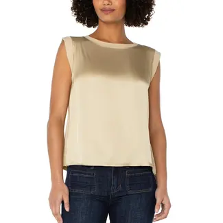 Liverpool Los Angeles Sleeveless Woven Knit Top in Pale Gold