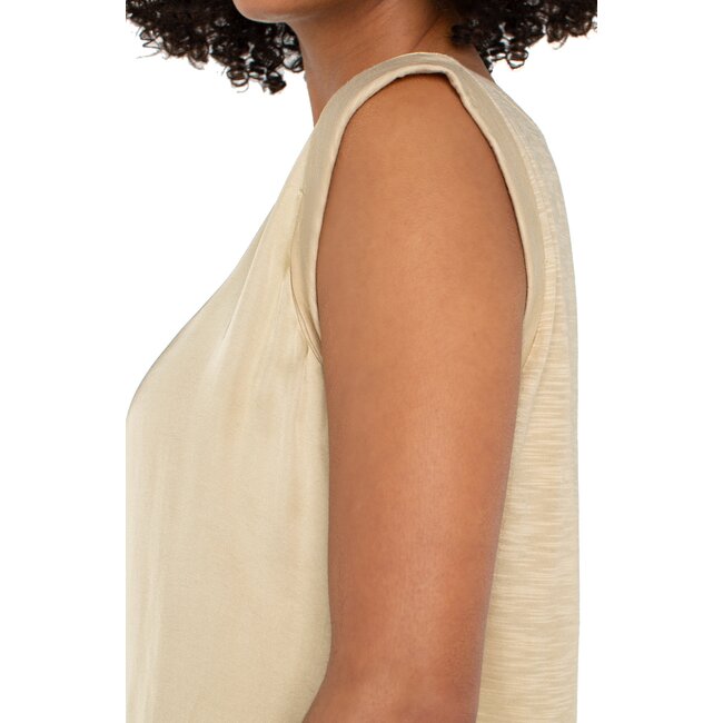 Liverpool Los Angeles Sleeveless Woven Knit Top in Pale Gold