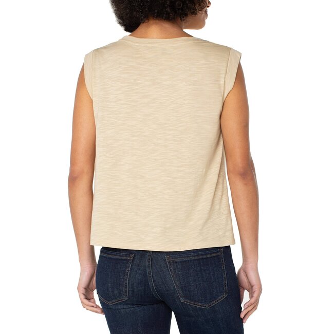 Liverpool Los Angeles Sleeveless Woven Knit Top in Pale Gold