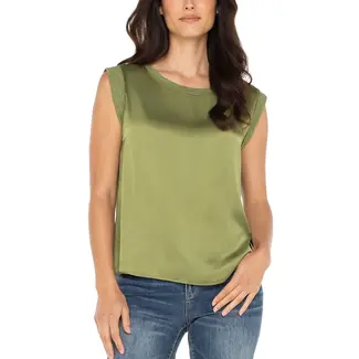 Liverpool Los Angeles Sleeveless Woven Knit Top in Artichoke