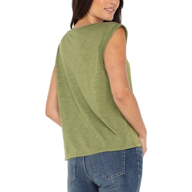Liverpool Los Angeles Sleeveless Woven Knit Top in Artichoke