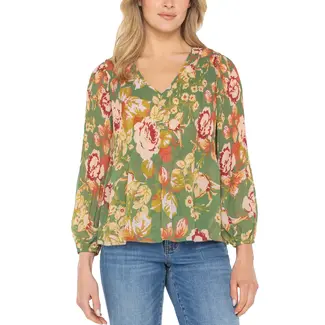 Liverpool Los Angeles V-Neck Pleated Top FINAL SALE