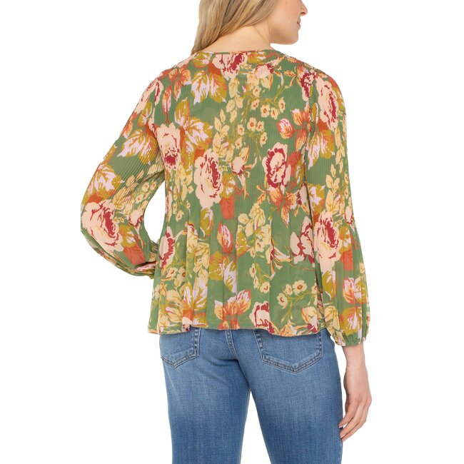 Liverpool Los Angeles V-Neck Pleated Top