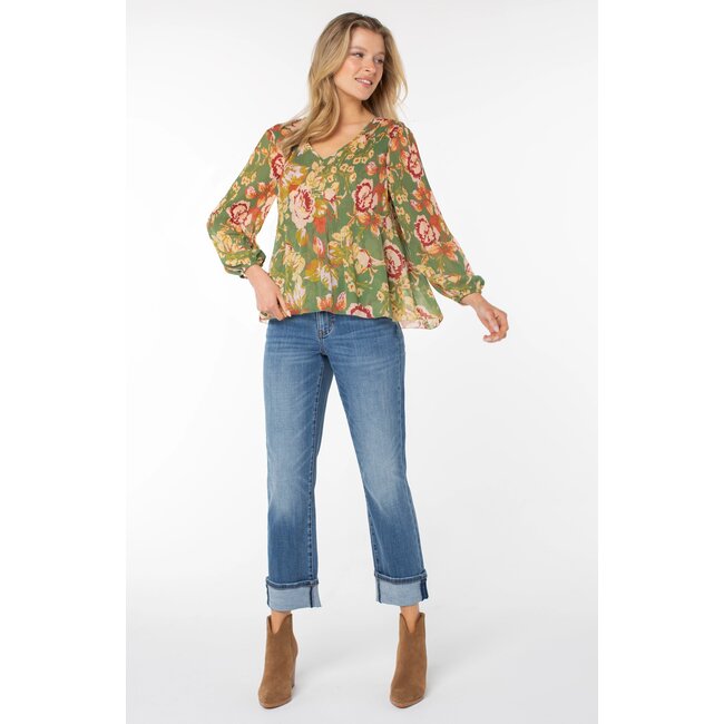 Liverpool Los Angeles V-Neck Pleated Top