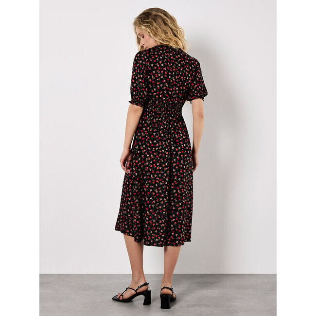 Apricot Ditsy Smocked Waist Tea Dress (More Colours)