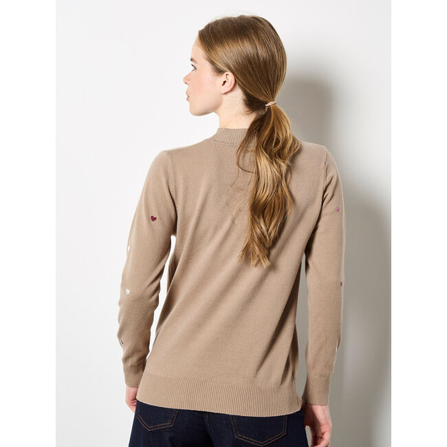 Apricot Embroidered Heart Fine Knit Mock n Jumper (More Colours)