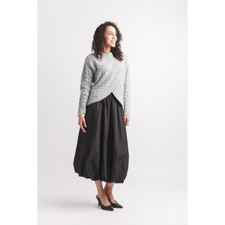 Papillon Cable Knit Crossover Sweater in Grey