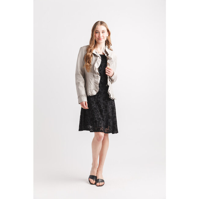 Papillon Faux Leather Jacket With Ruffle Trim (more colours)